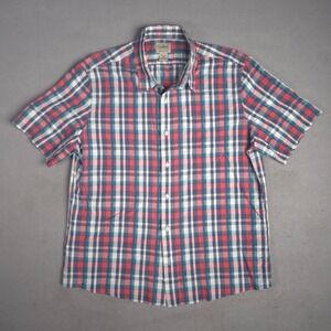 L.L.Bean Mens Large Plaid Short Sleeve Button Down Shirt Organic Cotton